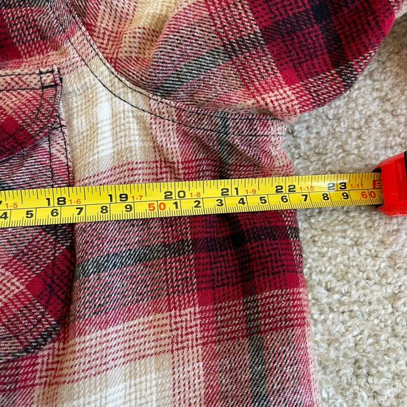 Natural Reflections Sherpa Lined Hoodie Shirt Jacket Womens L Red Plaid Flannel - Picture 16 of 16